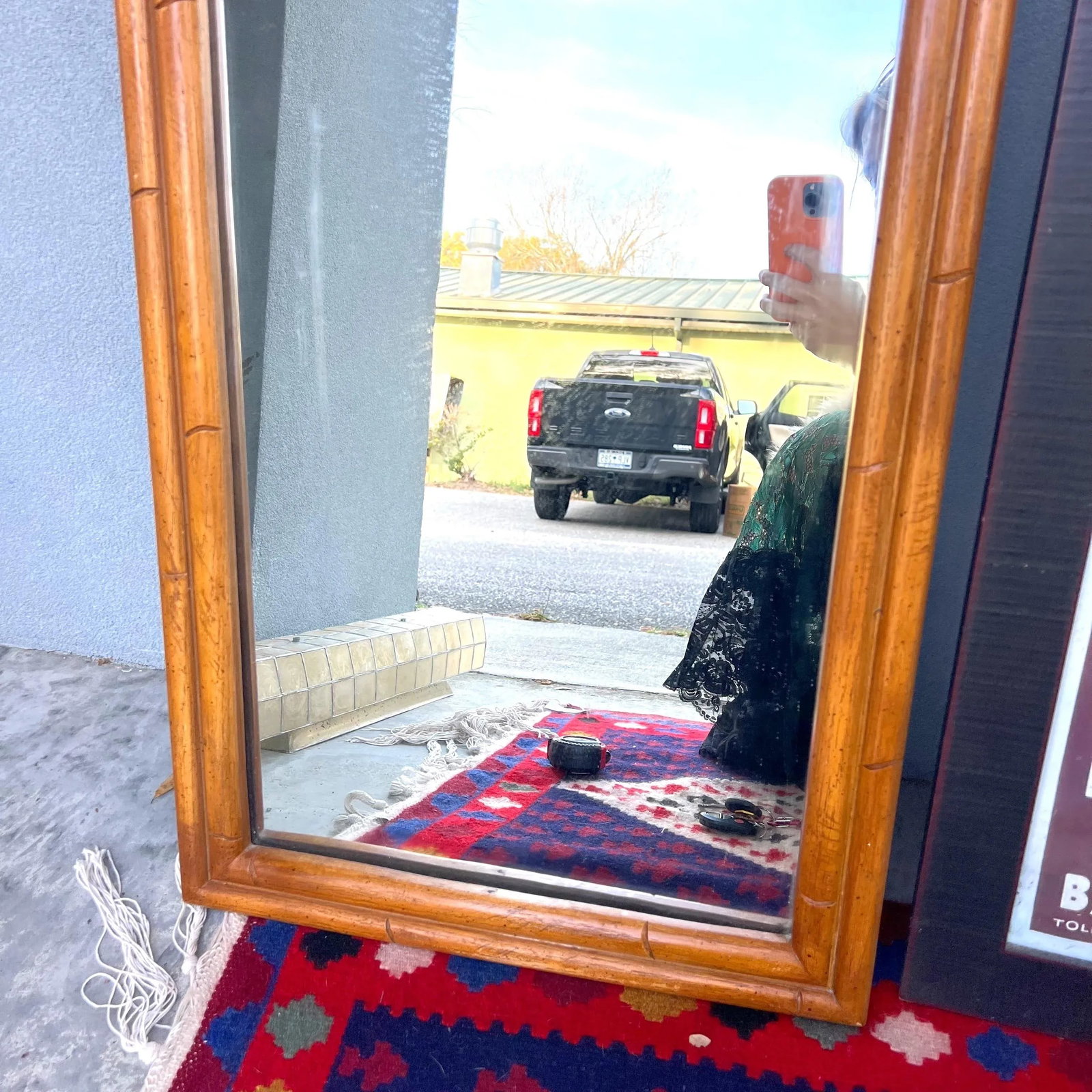1970's Vintage Faux Bamboo Mirror in Natural Color - 5