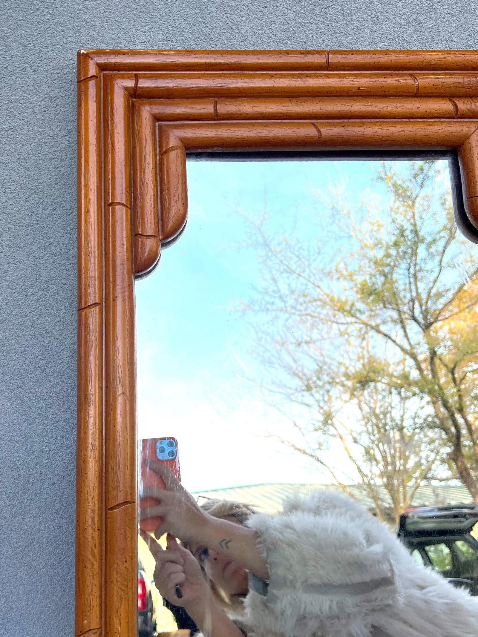 1970's Vintage Faux Bamboo Mirror in Natural Color - 6