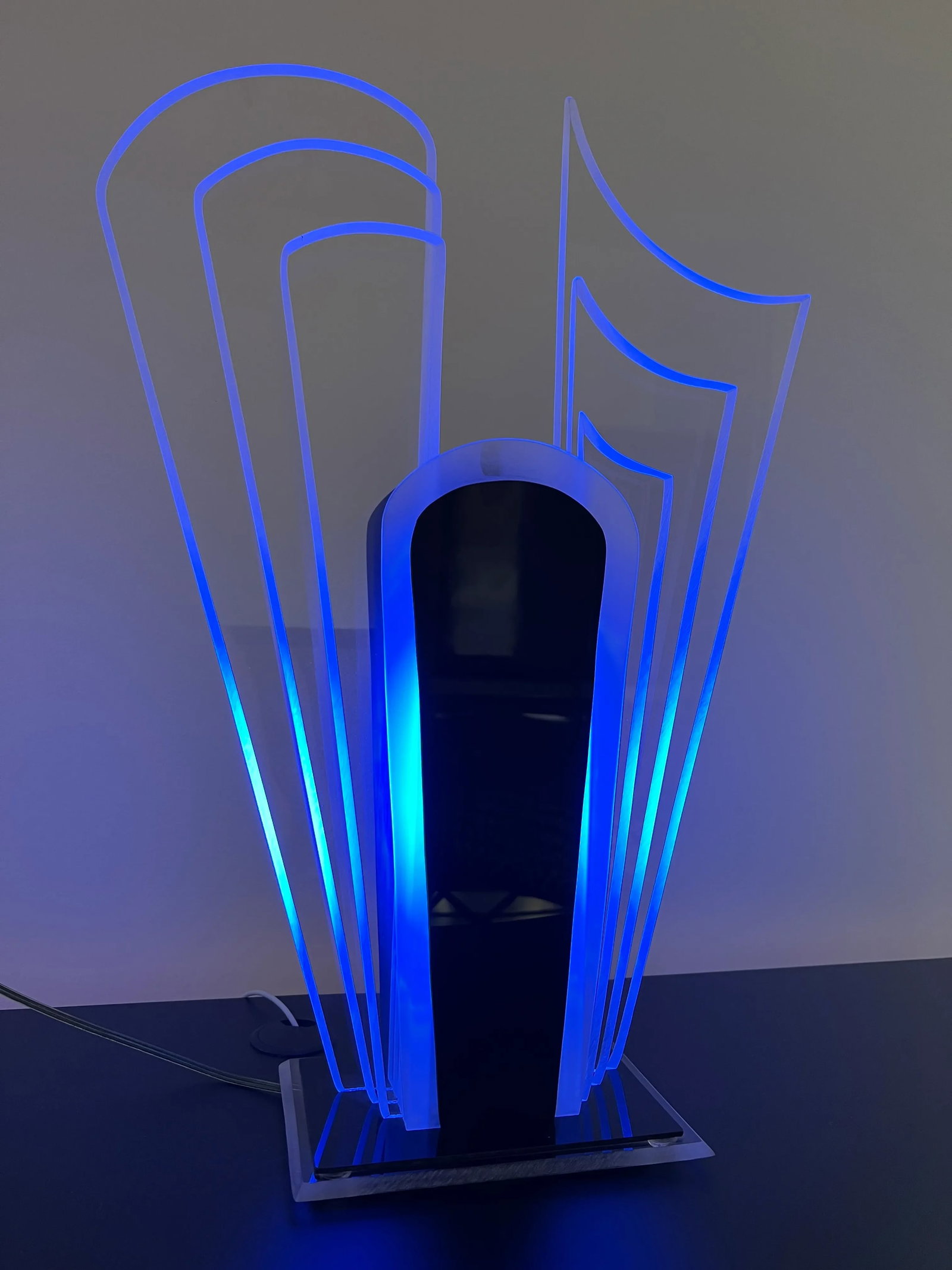 1980s Postmodern Blue Neon Light Sculpture Lamp - 2