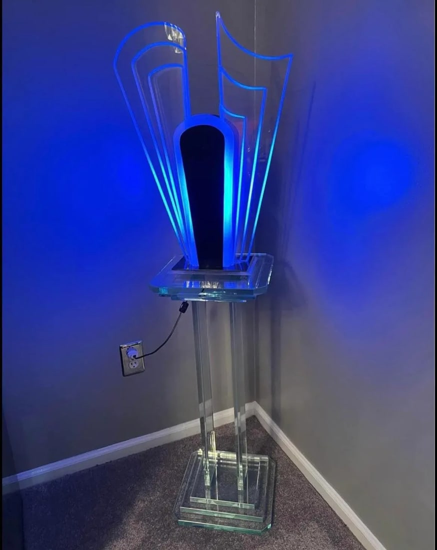 1980s Postmodern Blue Neon Light Sculpture Lamp - 3