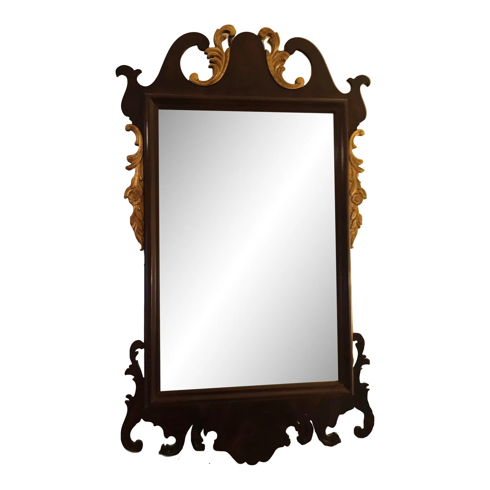 Henredon Mahogany Gold Gilt Mirror: Henredon large mahogany and gold gilt bevelled dresser mirror . Part of a set being sold individually . Circa 1990's. Pristine condition Measures Condition: Alterations: Original Condition Unaltered