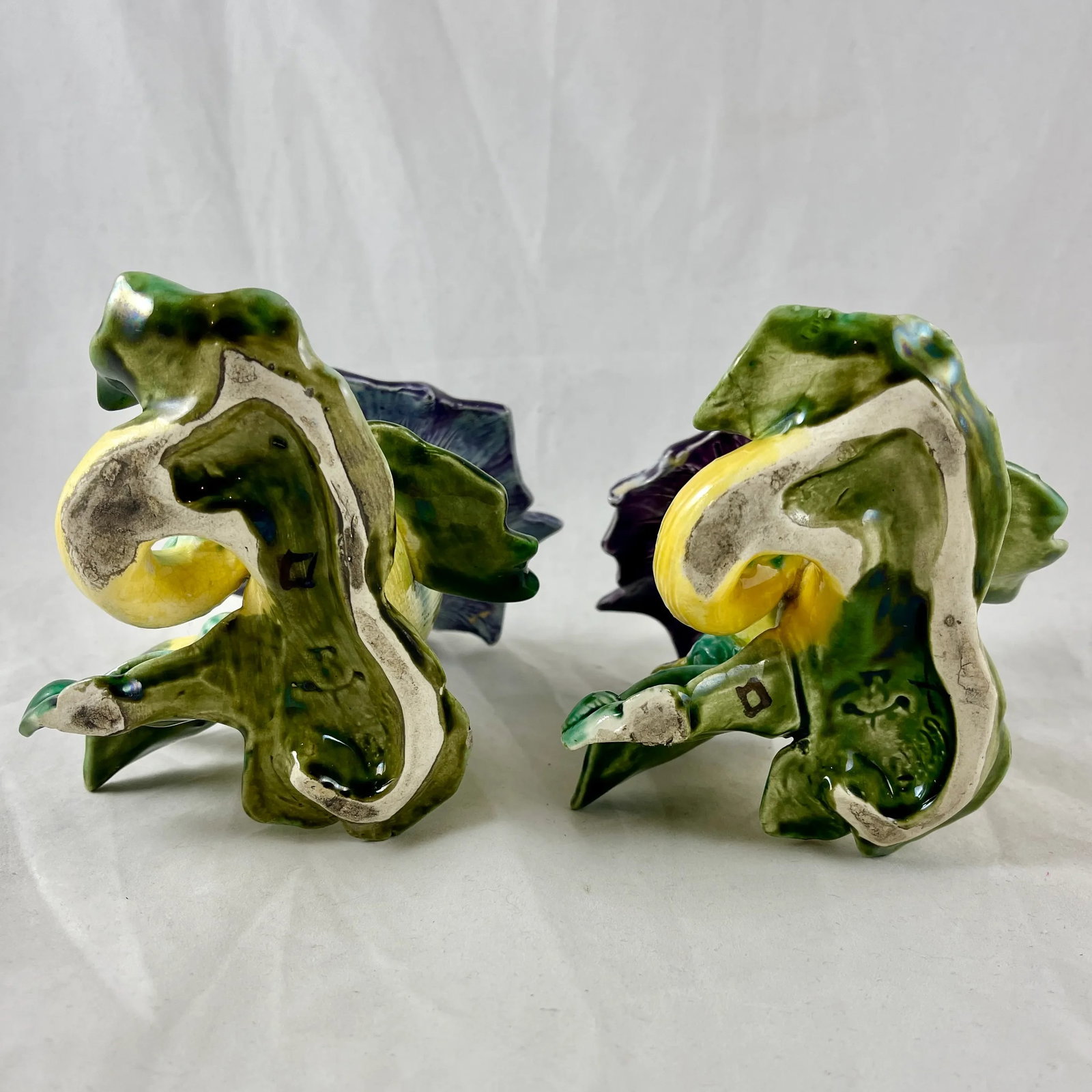 French Fives-Lille De Bruyn Purple Trumpet Vine Posy Vases, Circa 1890 - a Pair - 10