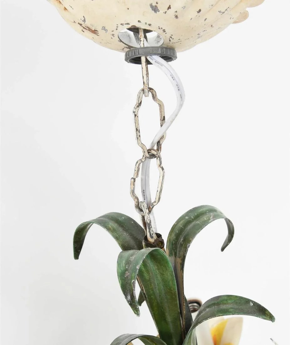 Mid Century Tole Floral Chandelier - 4