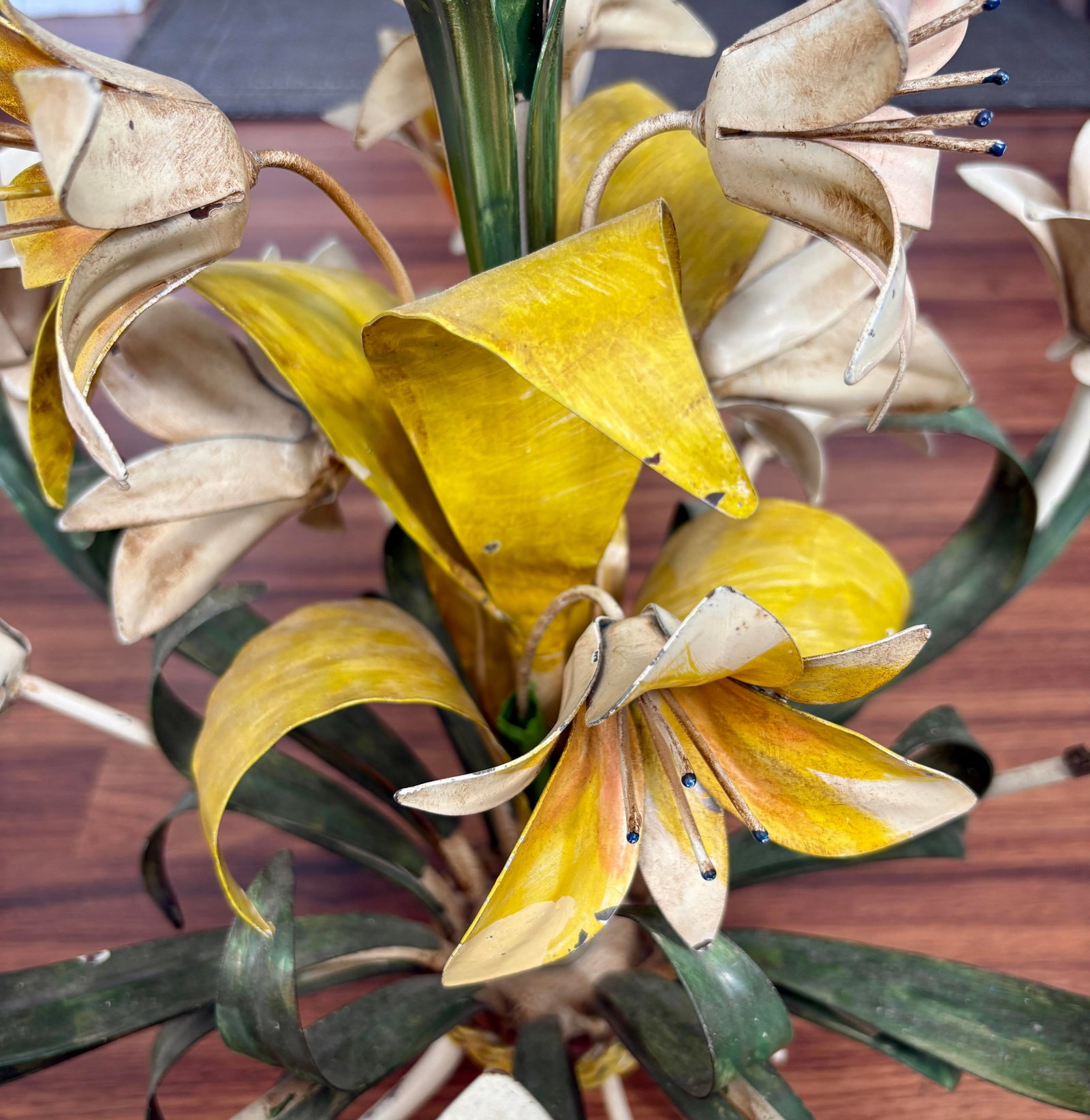 Mid Century Tole Floral Chandelier - 6