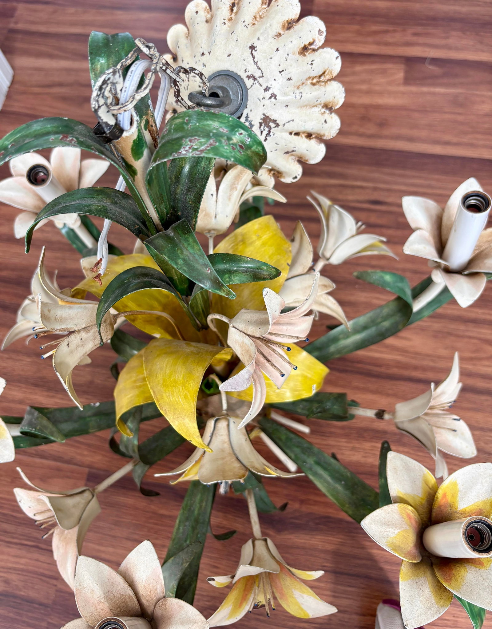 Mid Century Tole Floral Chandelier - 7