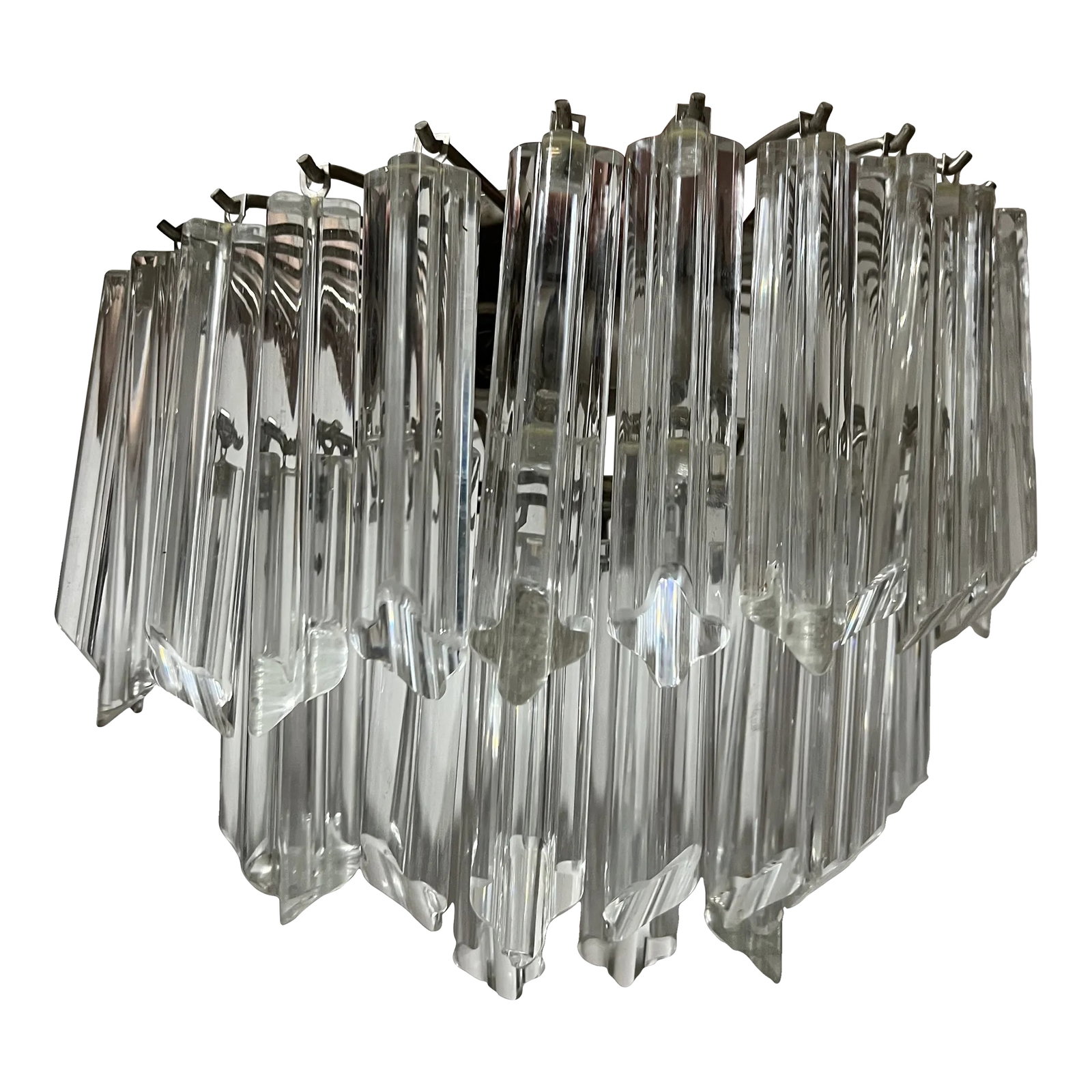 1980 Murano Glass Chandelier: They are heavy quality made glasses. Custom made from 1970 Condition: Alterations: Original Condition Unaltered Imperfections: Some Imperfections Condition Notes: A few pieces of the glass, the edge h