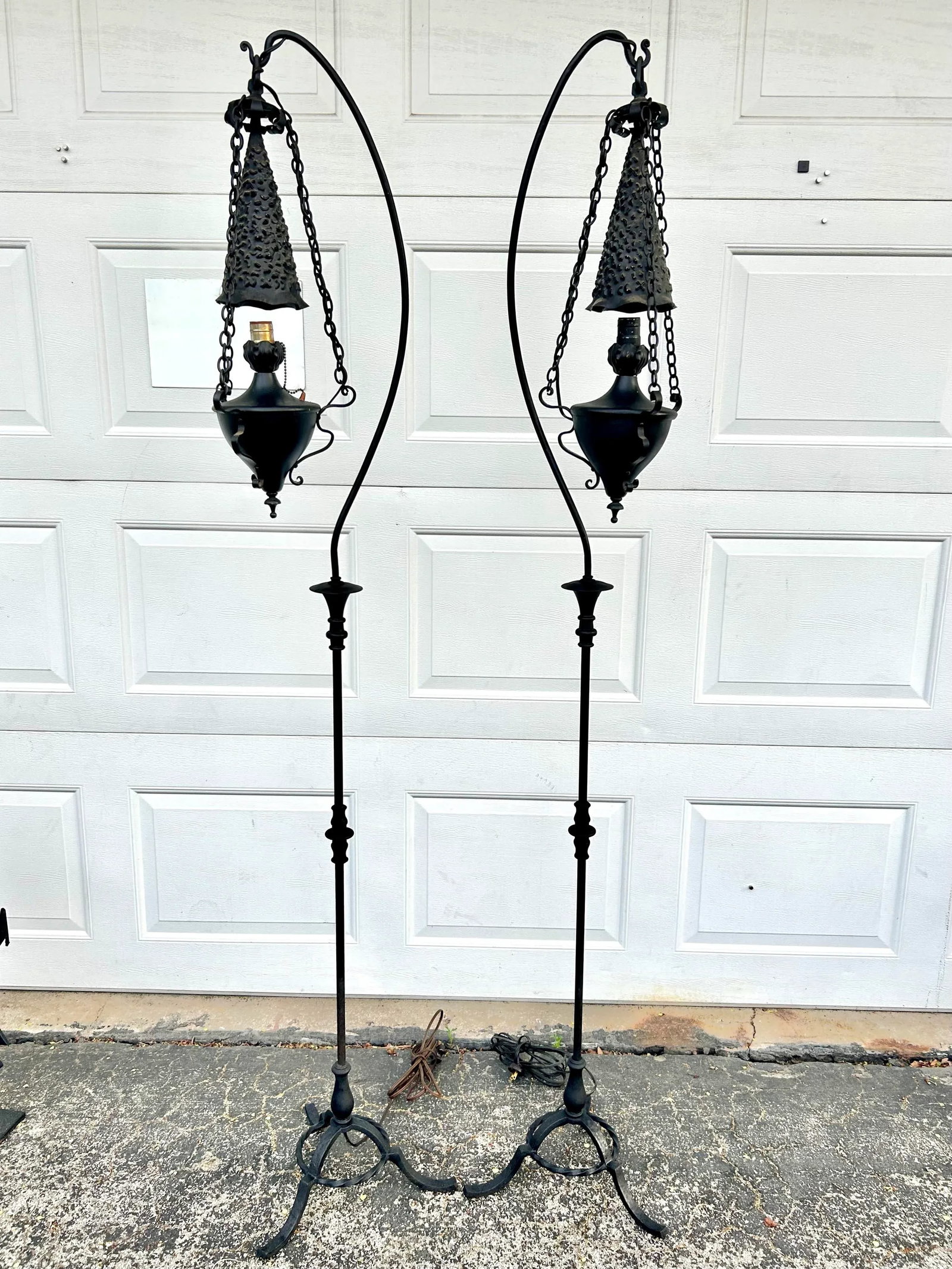 Set of Two Early 20th Century Spanish Revival Metal Floor Lamps - 3