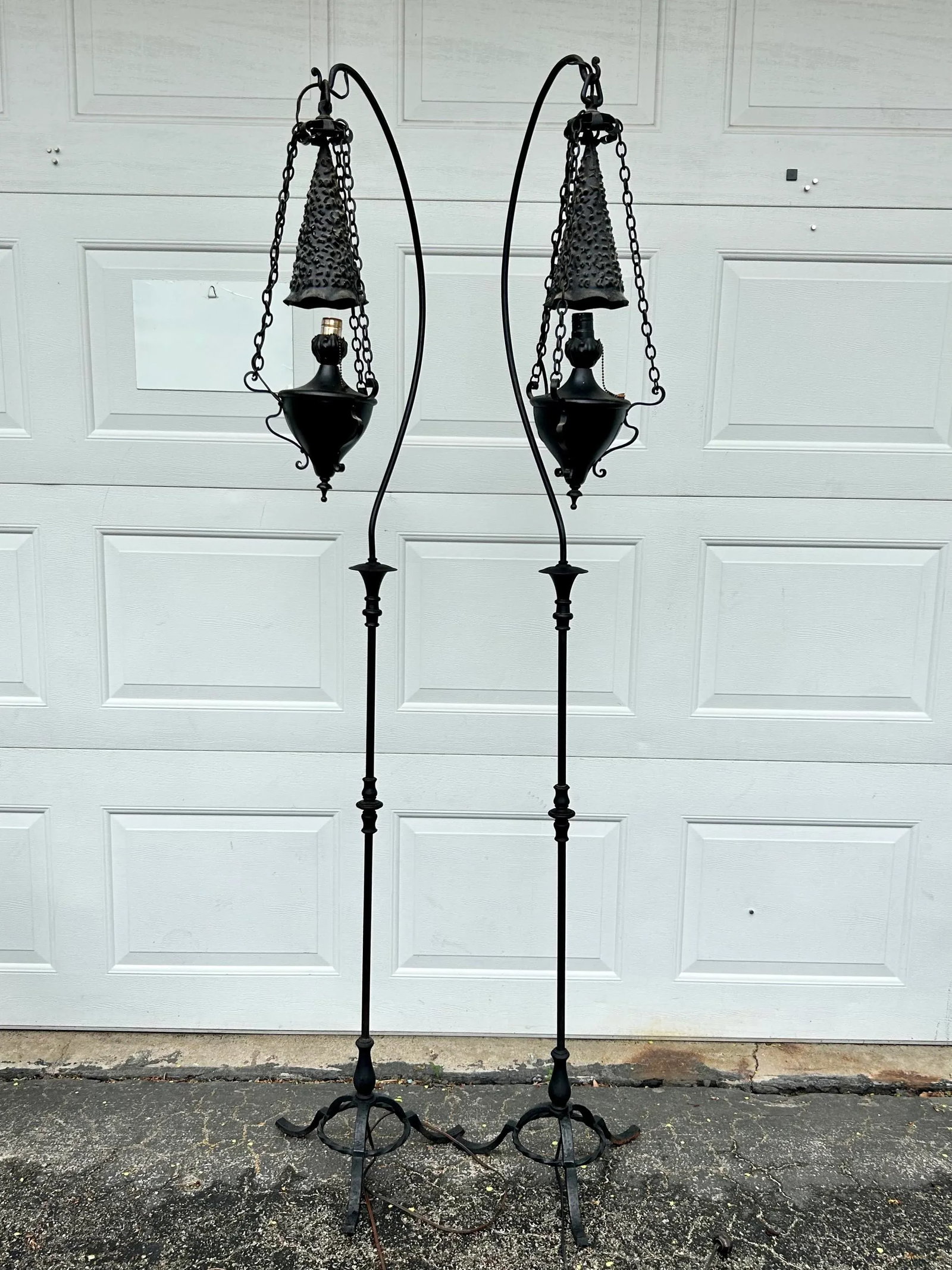 Set of Two Early 20th Century Spanish Revival Metal Floor Lamps - 7
