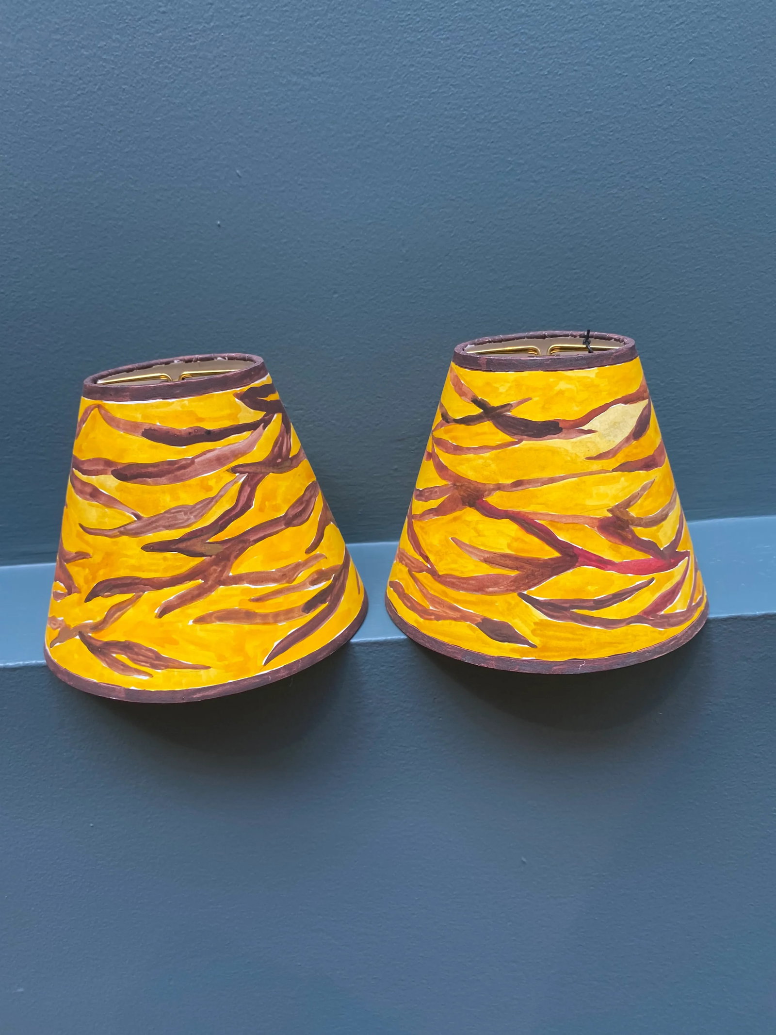Happy Menocal Contemporary Hand Painted Bistro Lampshades - a Pair - 3