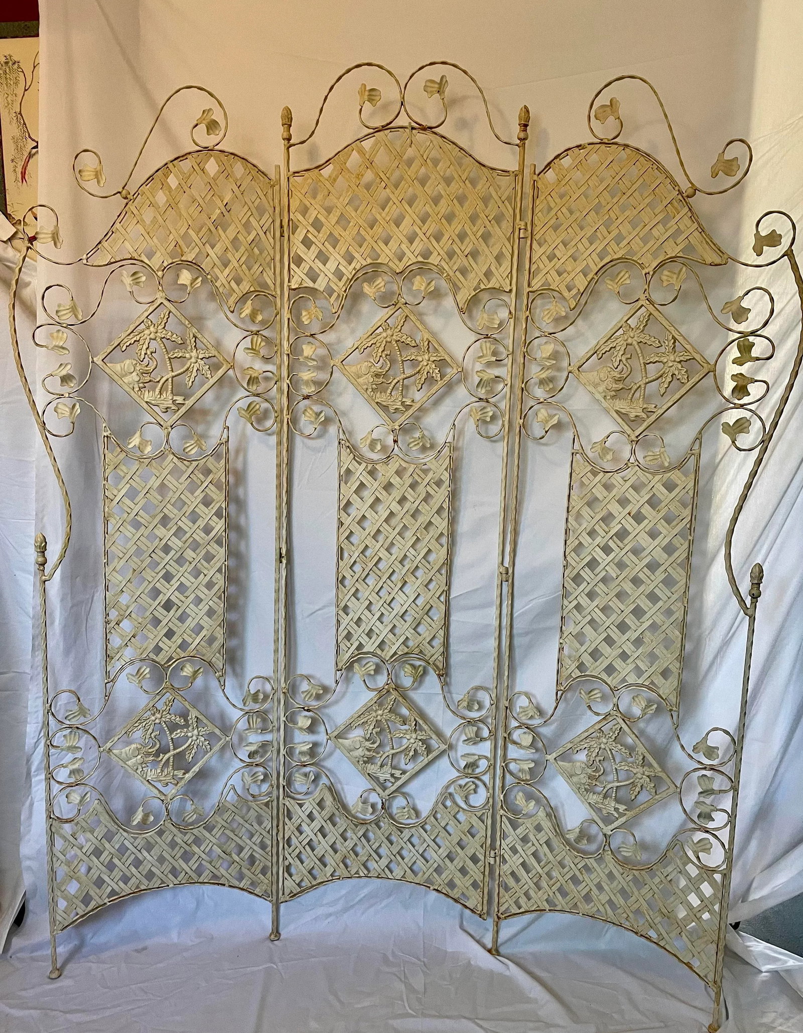 Architectural French Hand Forged Tri Fold Wrought Iron 3-Panel Screen by Gilbert Poillerat - 10