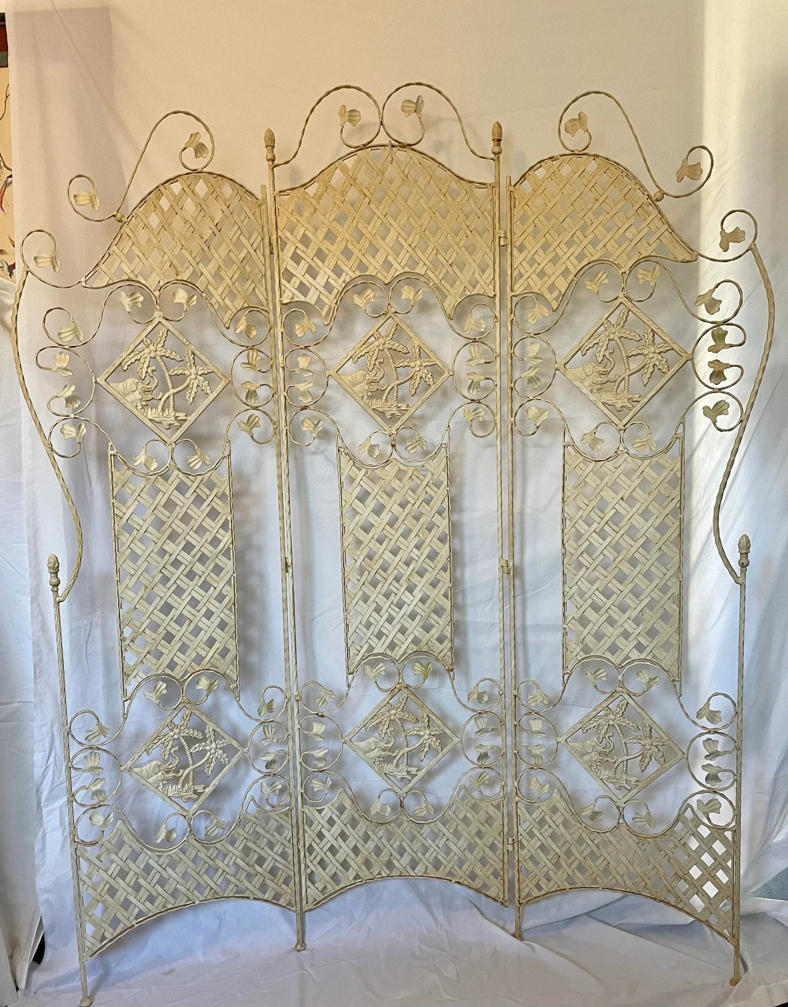Architectural French Hand Forged Tri Fold Wrought Iron 3-Panel Screen by Gilbert Poillerat - 12