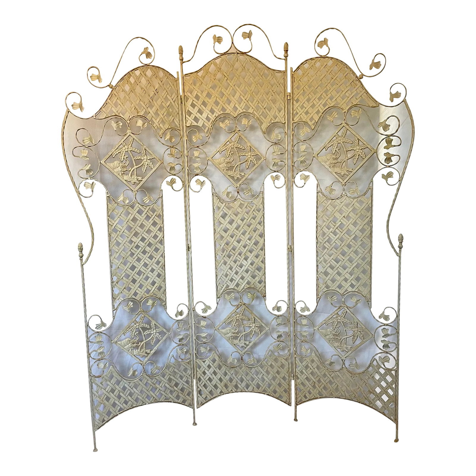 Architectural French Hand Forged Tri Fold Wrought Iron 3-Panel Screen by Gilbert Poillerat (1 of 12)