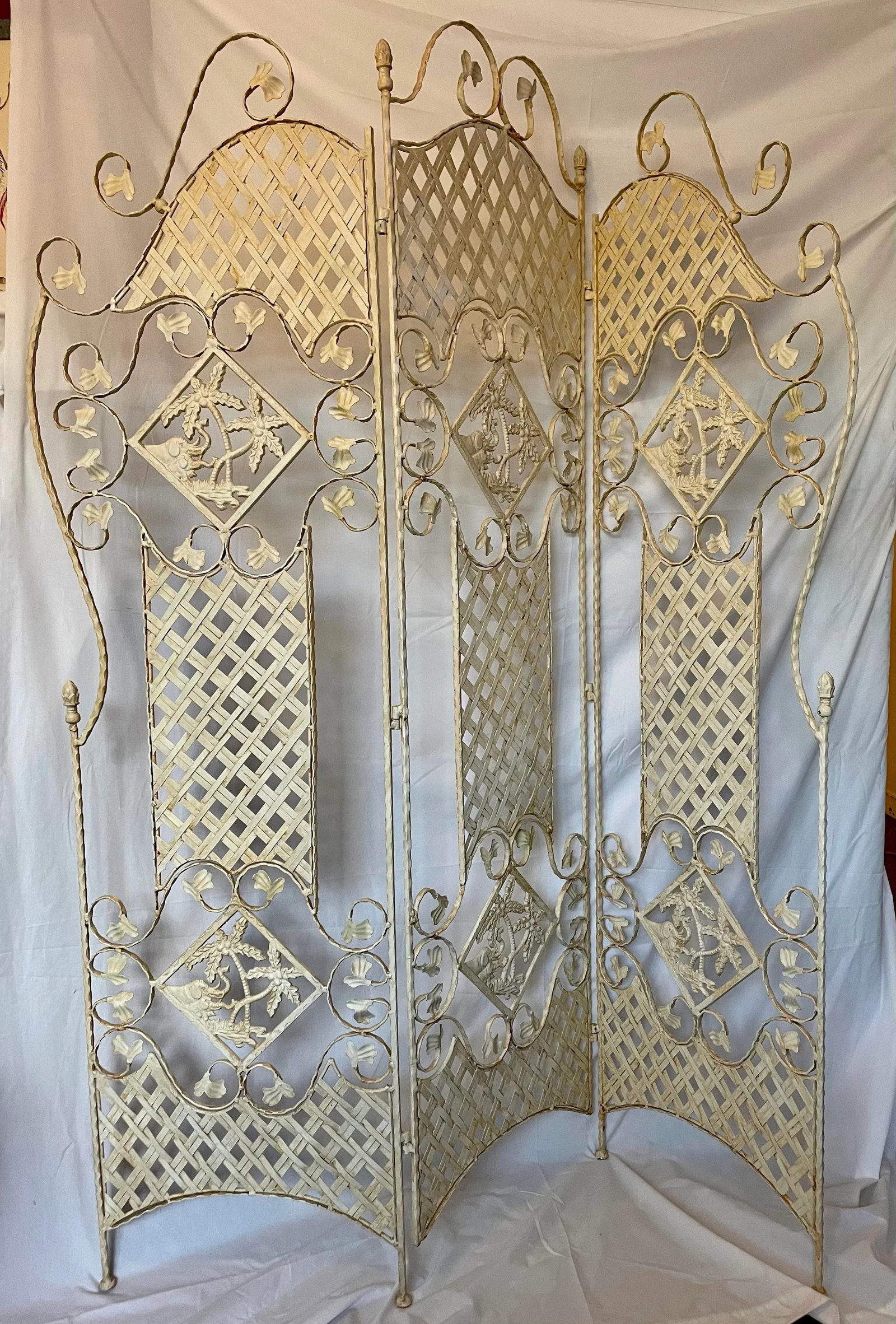 Architectural French Hand Forged Tri Fold Wrought Iron 3-Panel Screen by Gilbert Poillerat - 4