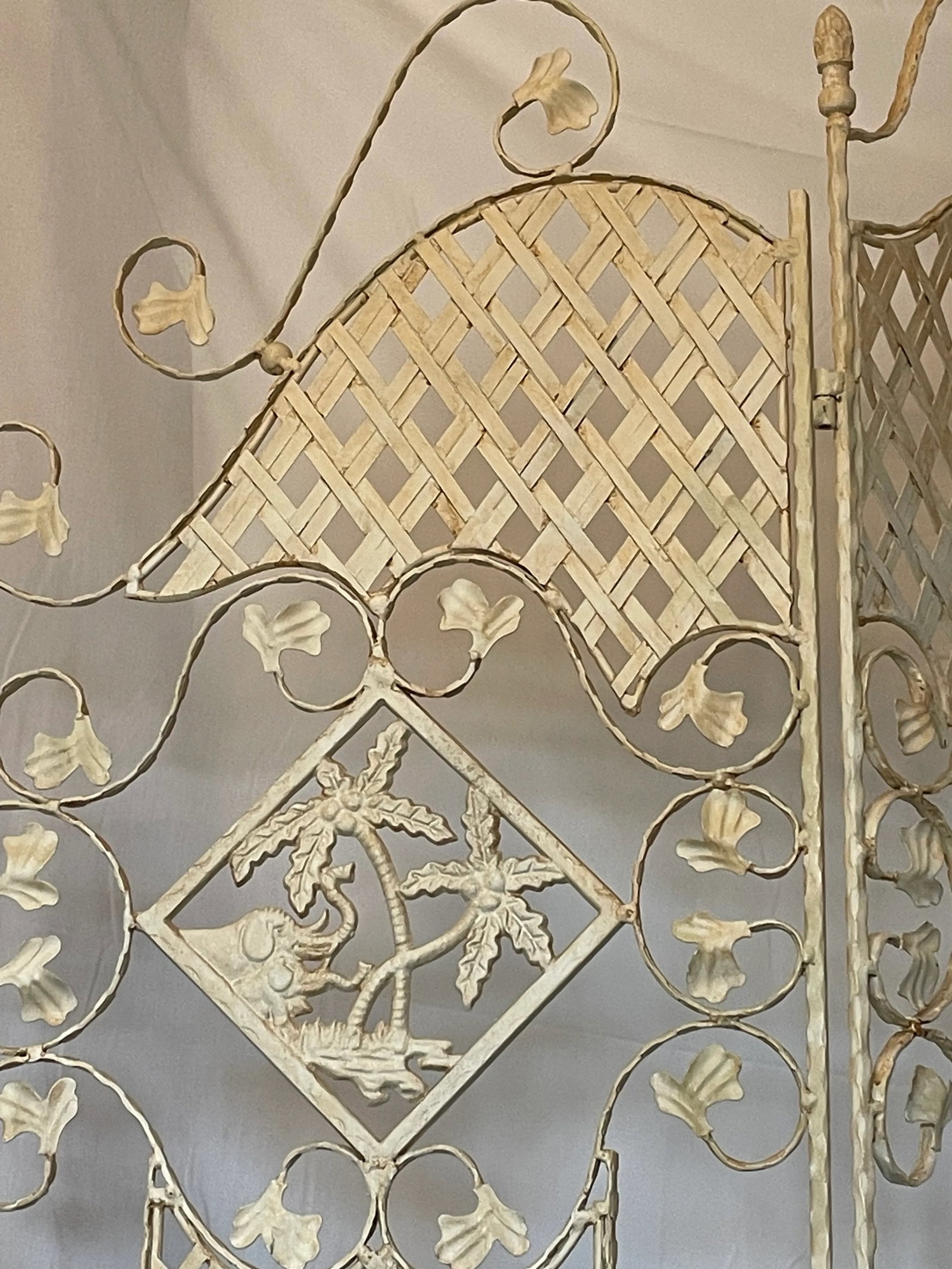 Architectural French Hand Forged Tri Fold Wrought Iron 3-Panel Screen by Gilbert Poillerat - 5
