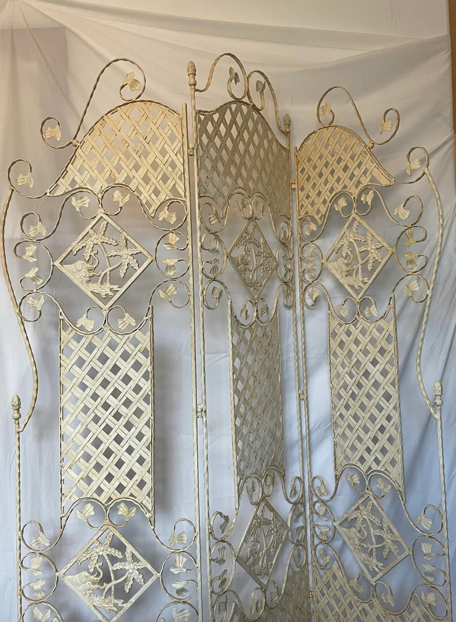 Architectural French Hand Forged Tri Fold Wrought Iron 3-Panel Screen by Gilbert Poillerat - 6