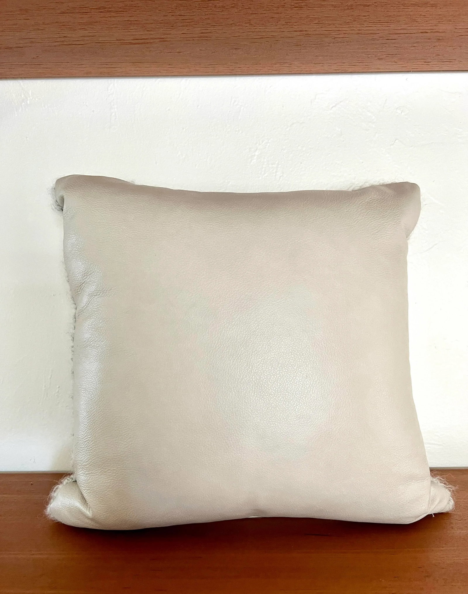 Boucle Mohair and Leather Throw Pillow in Grey and Taupe by Pierre Frey, 18" X 18" - 5