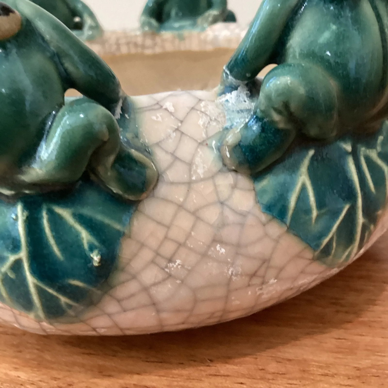 Antique English Majolica Glazed Ceramic Frog Catchall Bowl Planter - 6