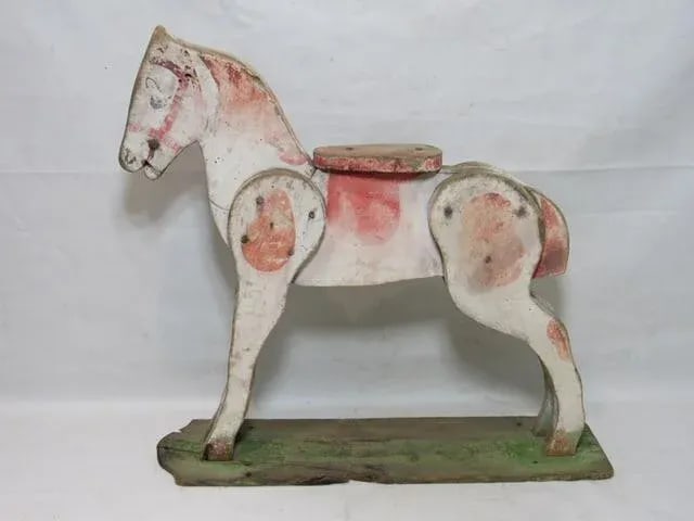 Antique Folk Art Child's Toy Wood Horse - 4