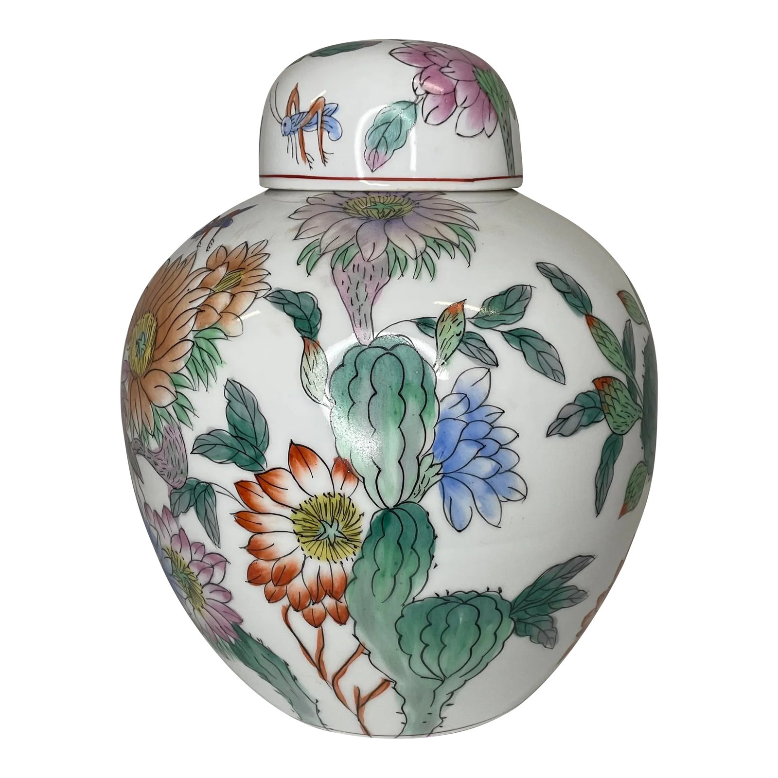 1980s Grasshopper and Floral Ginger Jar (1 of 13)