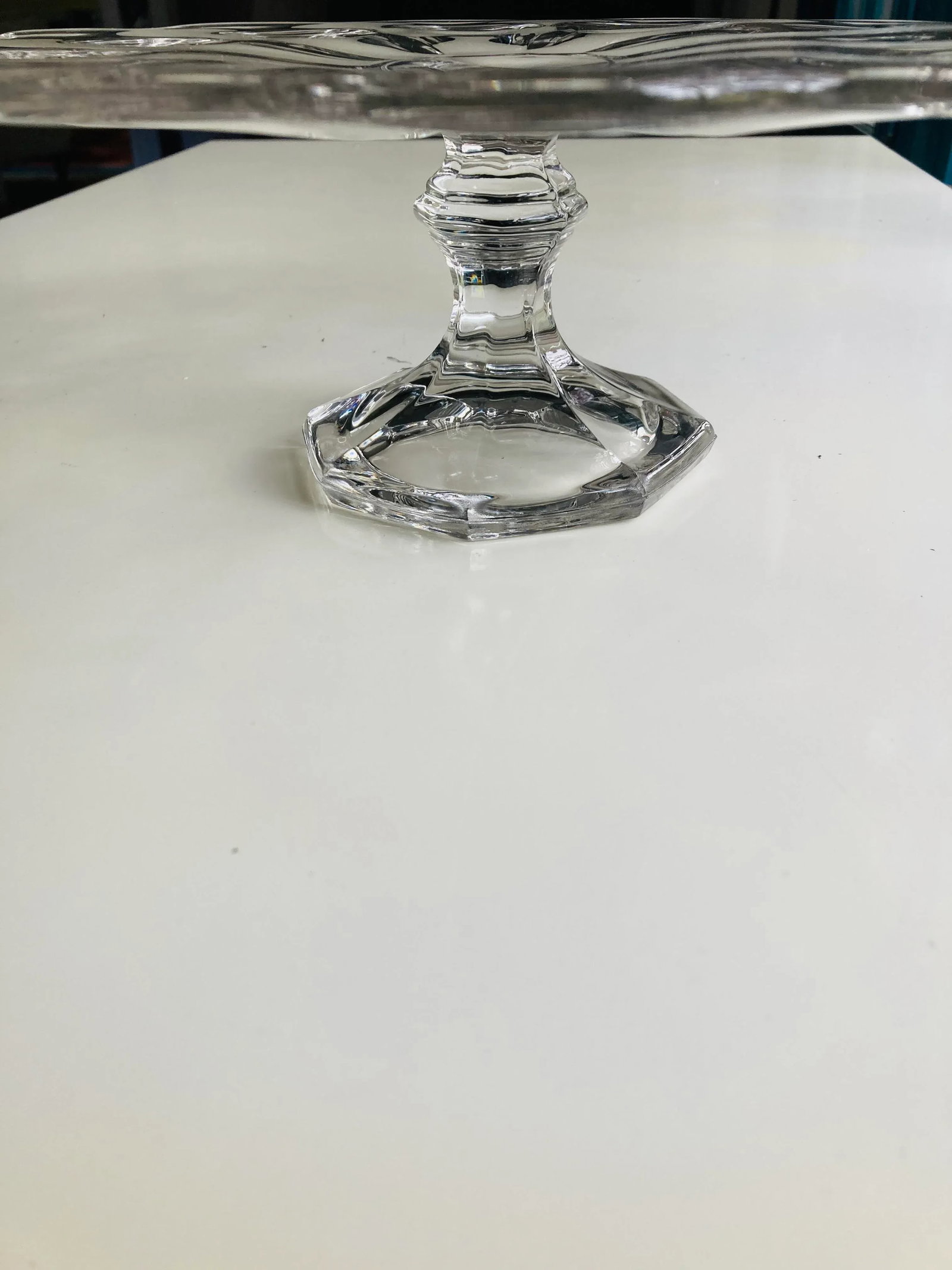 Vintage Clear Glass Scalloped Edge Glass Cake Stand - 5