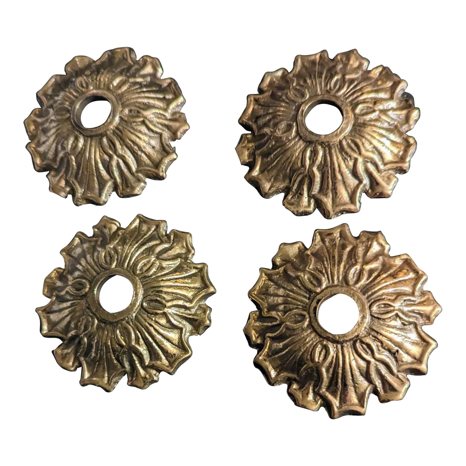 Brass Bobeche Chandelier or Sconces - Set of 4: CORRECTION TO SHIPPING TIME, THIS IS SELLER SHIPPING, ARRIVAL TIME IS 4-10 DAYS FROM PURCHASE DATE. Vintage bobesche stamped CCW. The style or time period could be older, but most likely early 20th ce