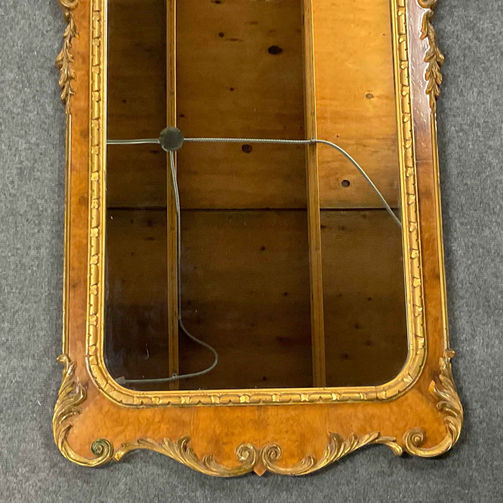 Vintage Italian Regency Empire Large Scale Burl Wood and Gilt Wall Mirror - 3
