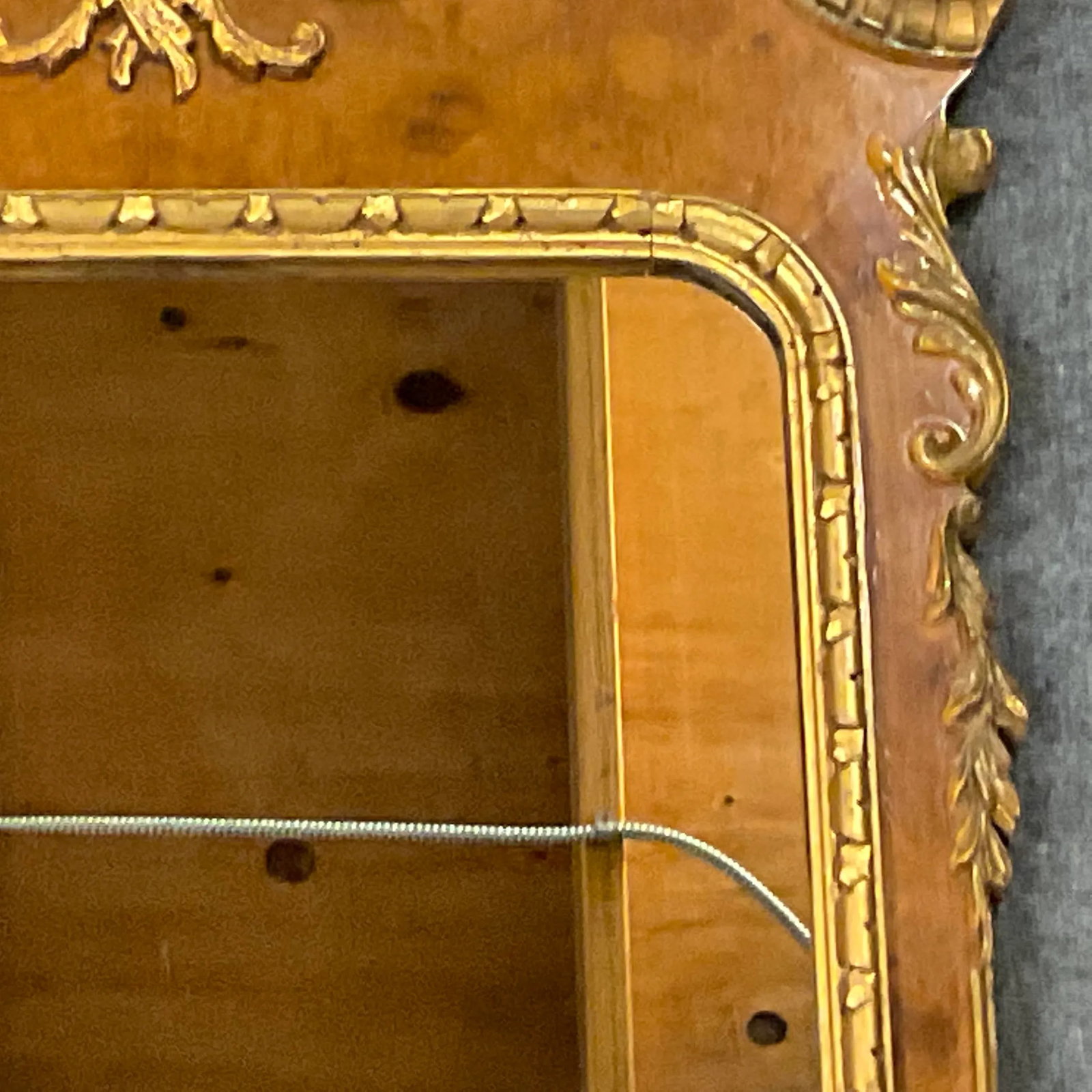 Vintage Italian Regency Empire Large Scale Burl Wood and Gilt Wall Mirror - 6