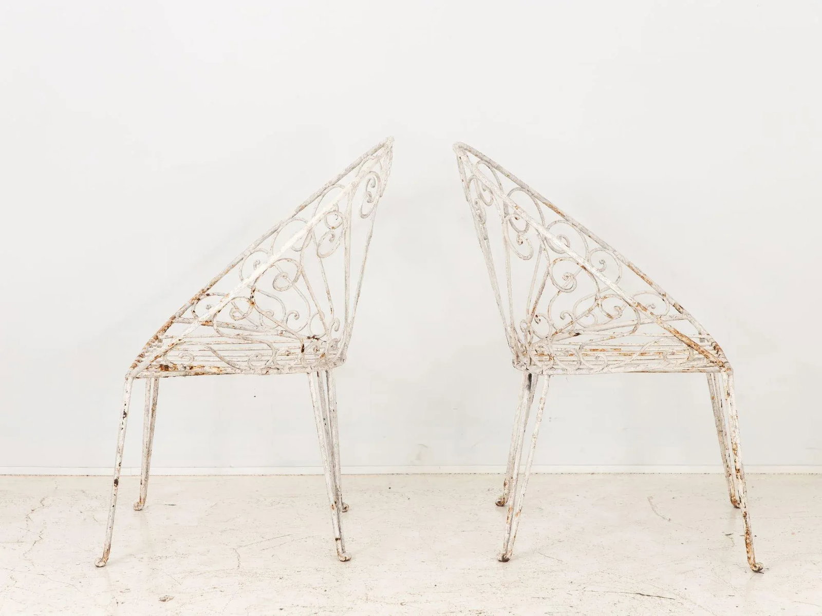 Pair of White Round Garden or Bistro Chairs, 1970s - 3