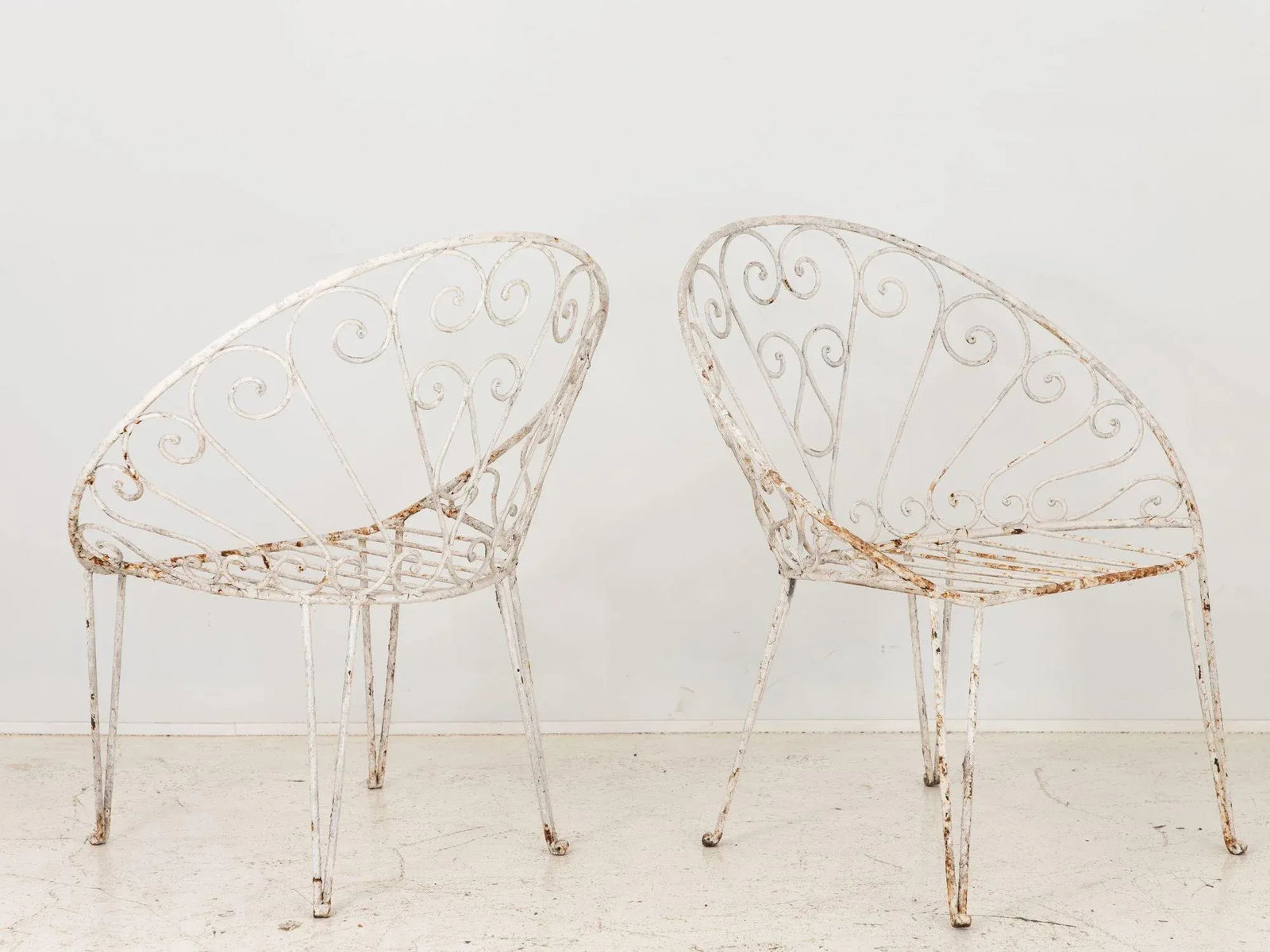 Pair of White Round Garden or Bistro Chairs, 1970s - 5