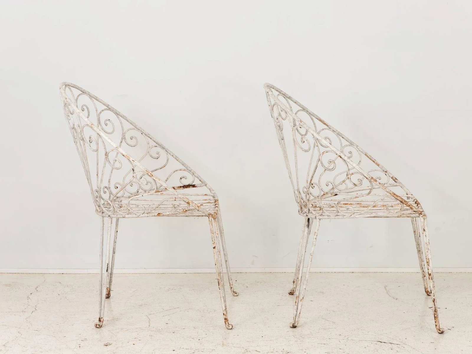 Pair of White Round Garden or Bistro Chairs, 1970s - 6