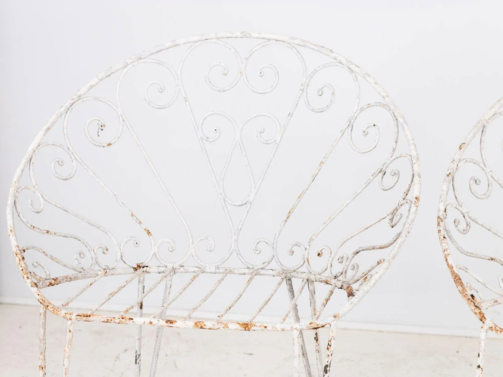 Pair of White Round Garden or Bistro Chairs, 1970s - 8