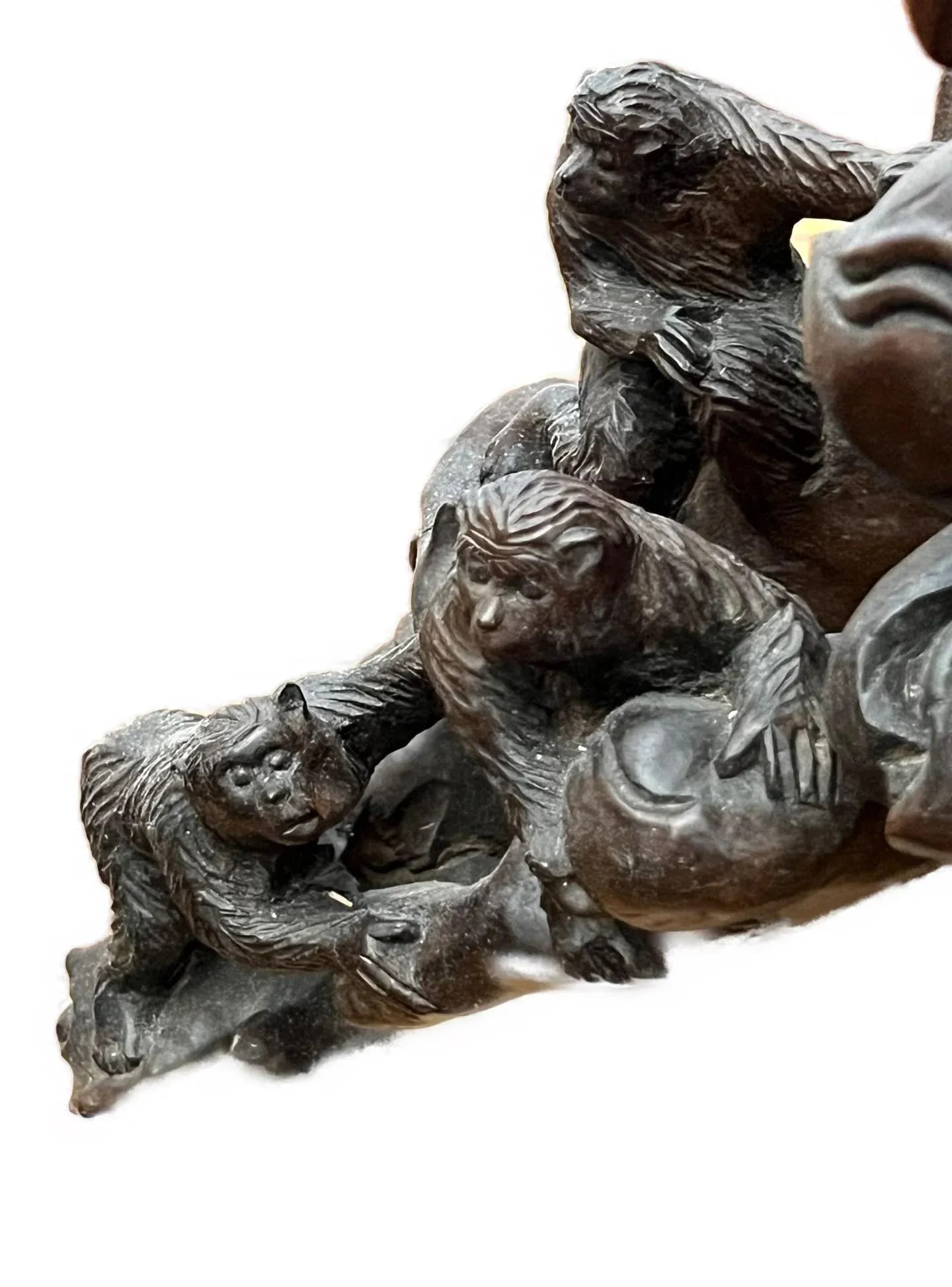 Vintage Tree Root Sculpture With Birds and Monkeys - 12