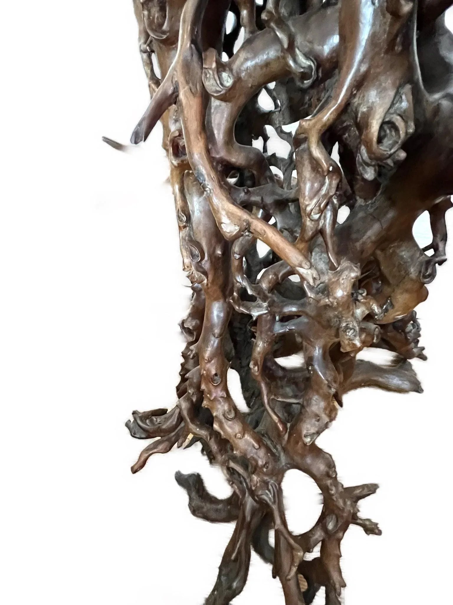 Vintage Tree Root Sculpture With Birds and Monkeys - 7