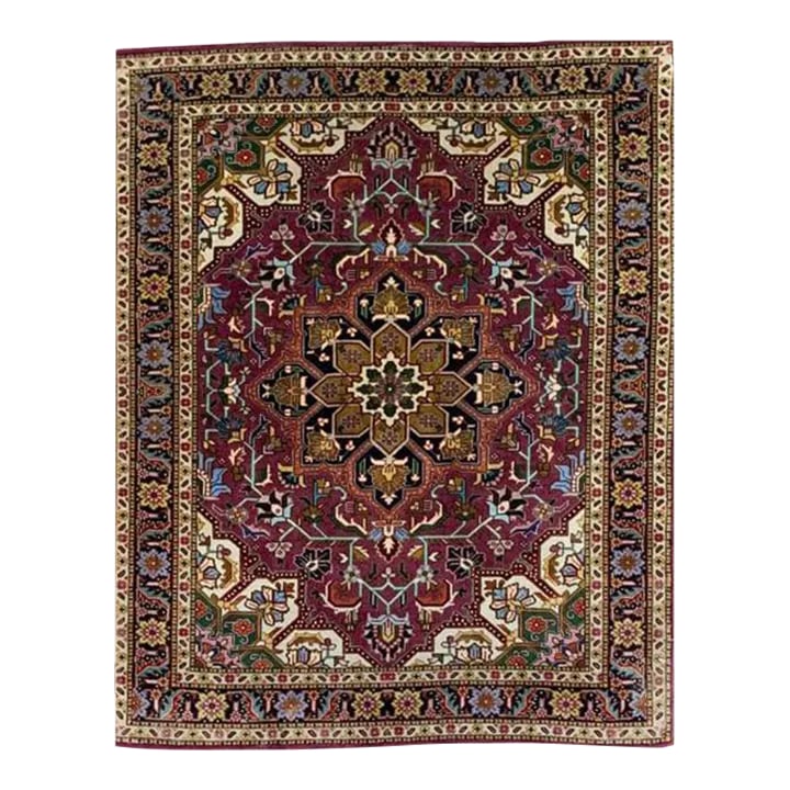 1970s Persian Tabriz Masterpiece Area Rug 2'4'' X 2'11": ACTUAL SIZE: 2'4'' x 2'1'' PRIMARY COLOR: Red / Navy AGE: Old MATERIALS: Wool FOUNDATION: Cotton PRODUCTION: Handwoven, Knotted Pile CONDITION: Excellent - wear consistent with age Condition: