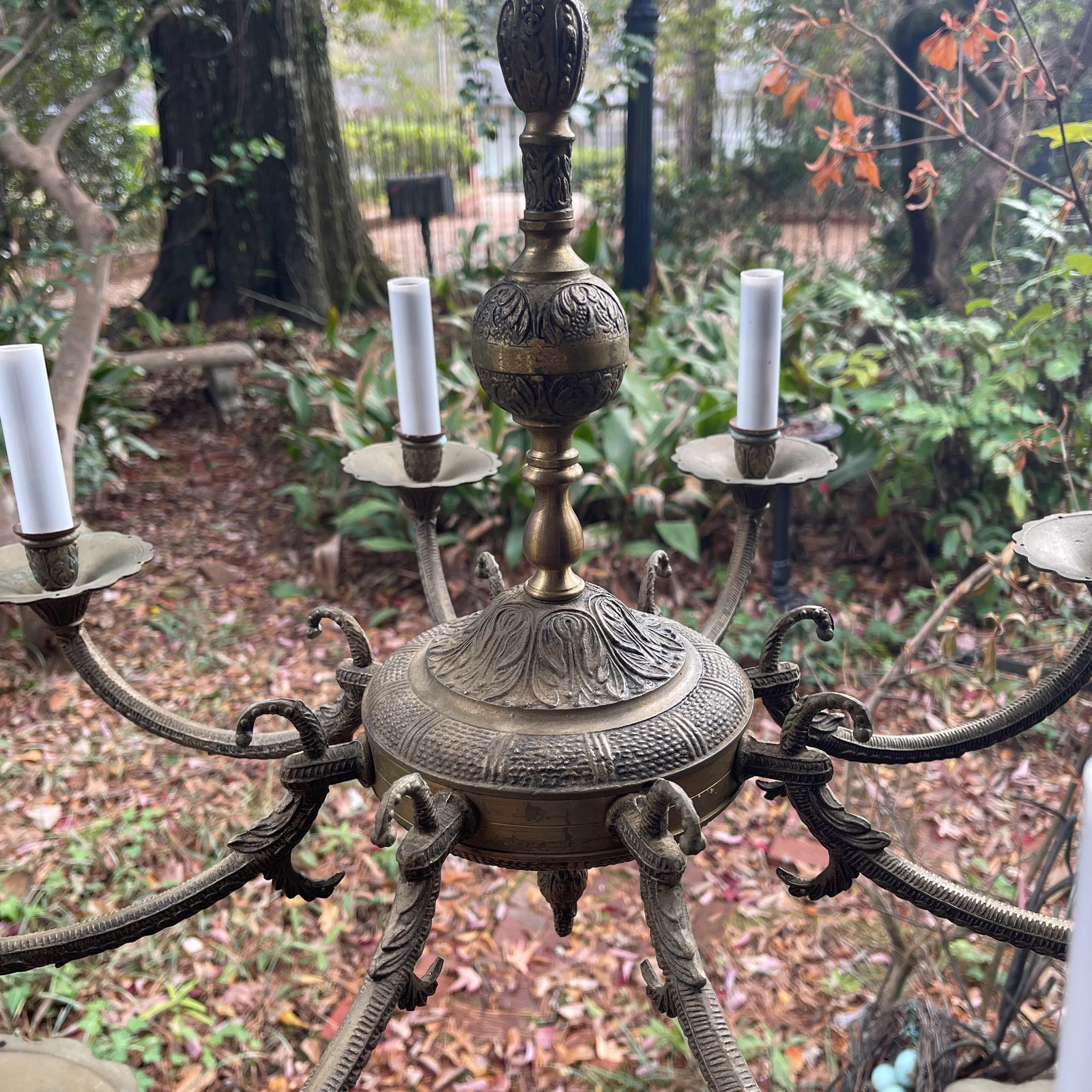 Antique French Renaissance Brass Chandelier - 3