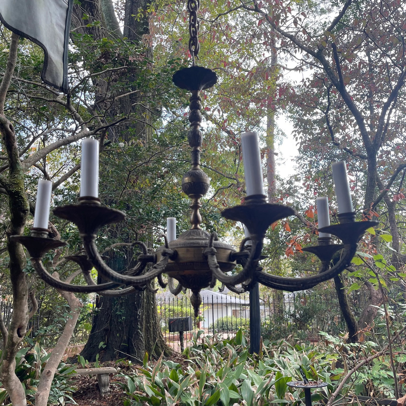 Antique French Renaissance Brass Chandelier - 5
