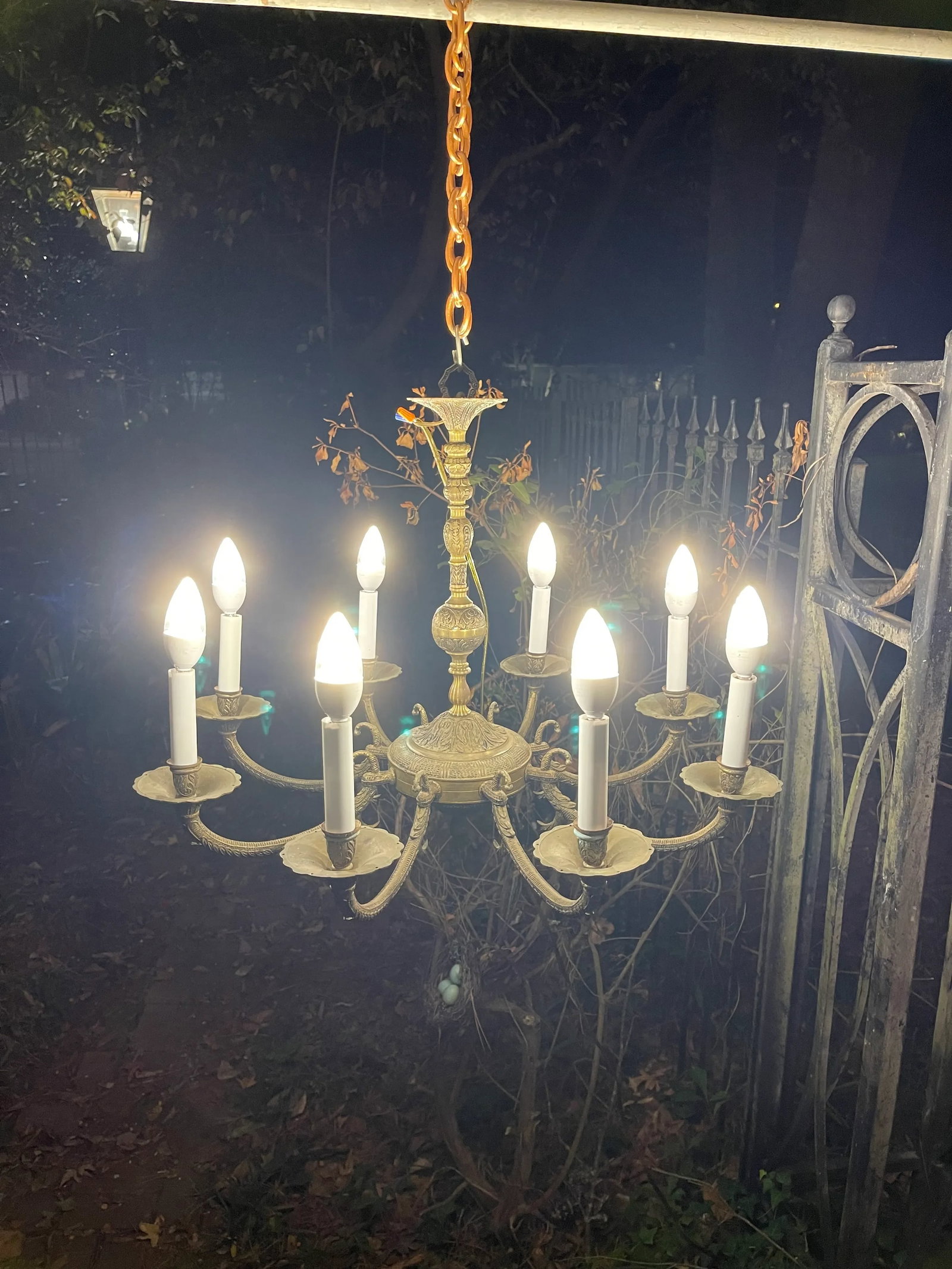 Antique French Renaissance Brass Chandelier - 6