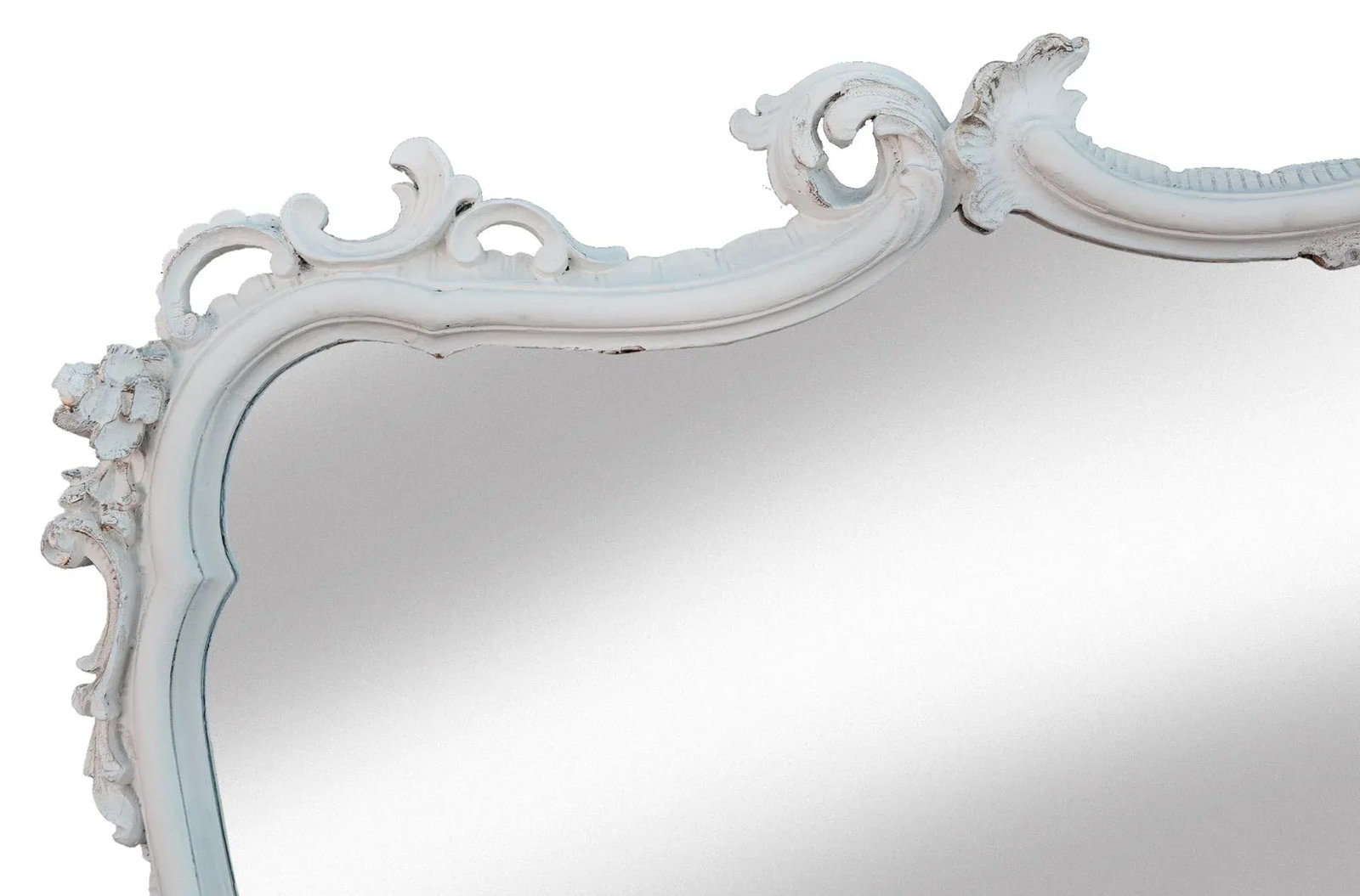 Mid 20th Century Monumental Italian Hand Carved White Mantle Mirror - 2