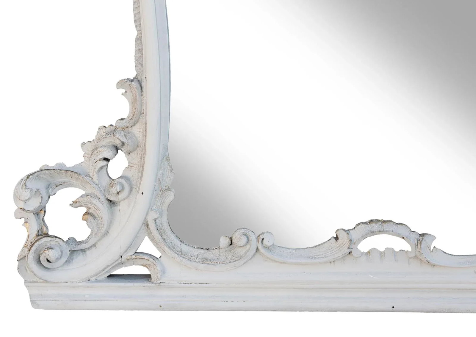 Mid 20th Century Monumental Italian Hand Carved White Mantle Mirror - 3