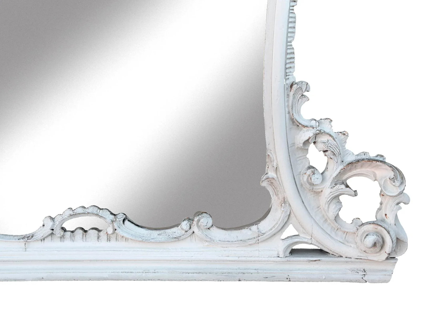 Mid 20th Century Monumental Italian Hand Carved White Mantle Mirror - 4