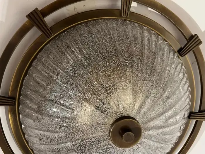 Large Nautical 1960 German Mic Century Flush Lamp Kaiser Leuchten Murano Glass - 12