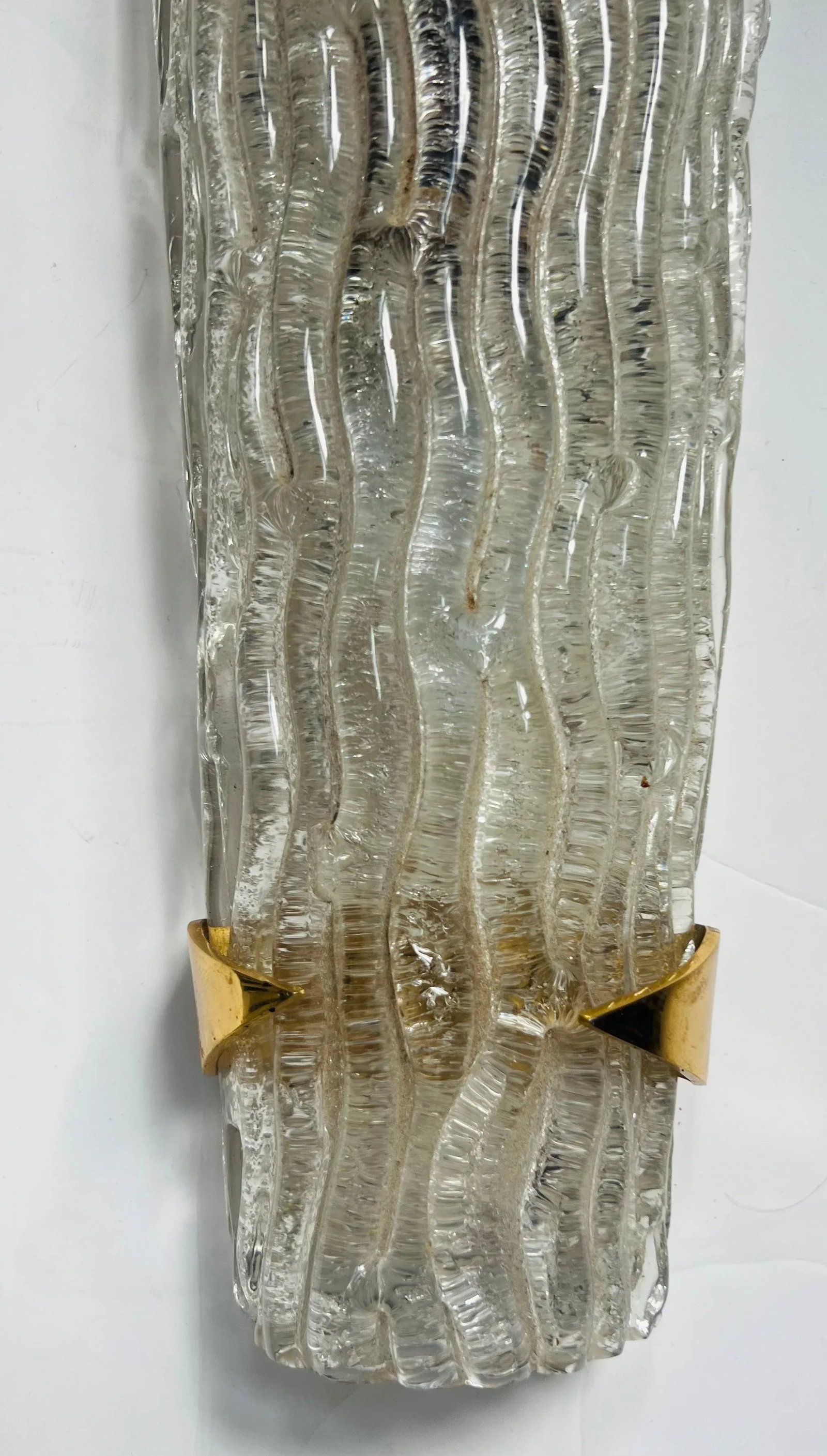 Large a French Arlus 1950s Glass Mid Century Wall Lamp - 3