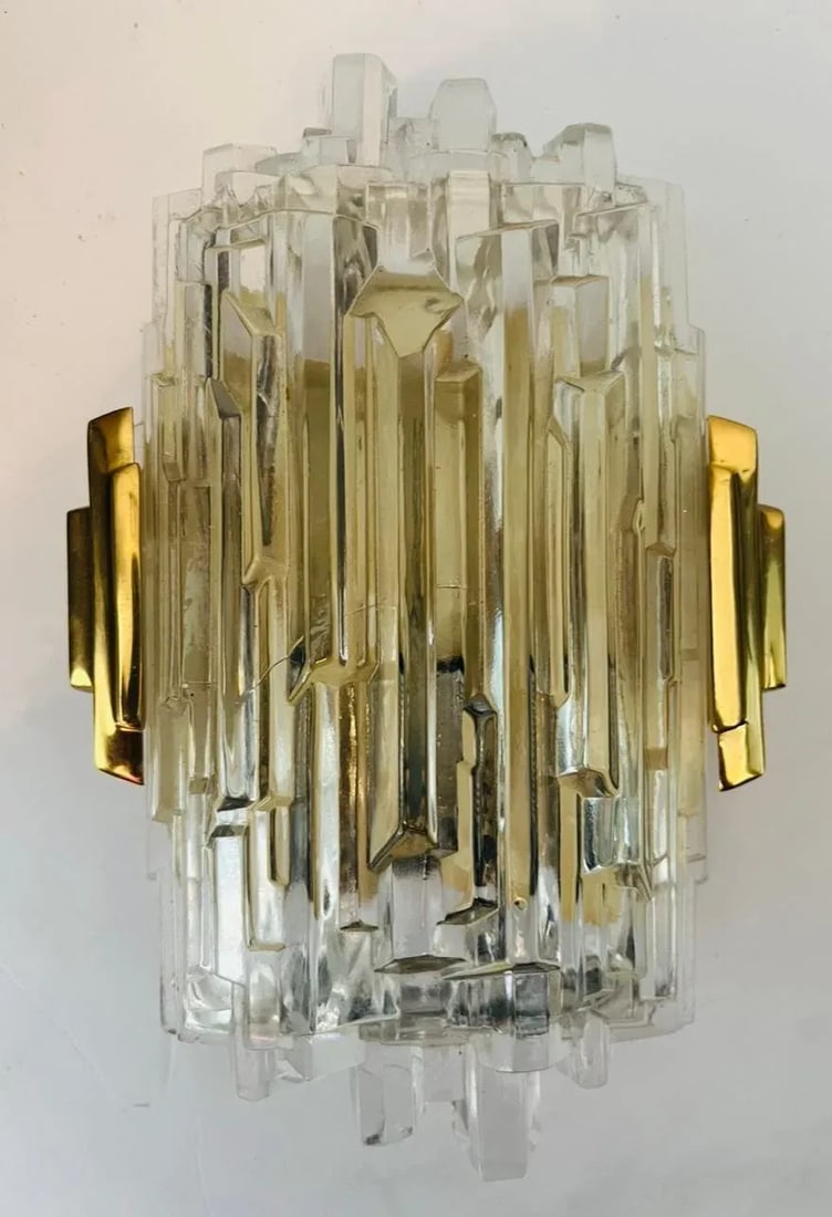 1970s Hillebrand Ice Crystal Wall Lamps - A Pair - 10