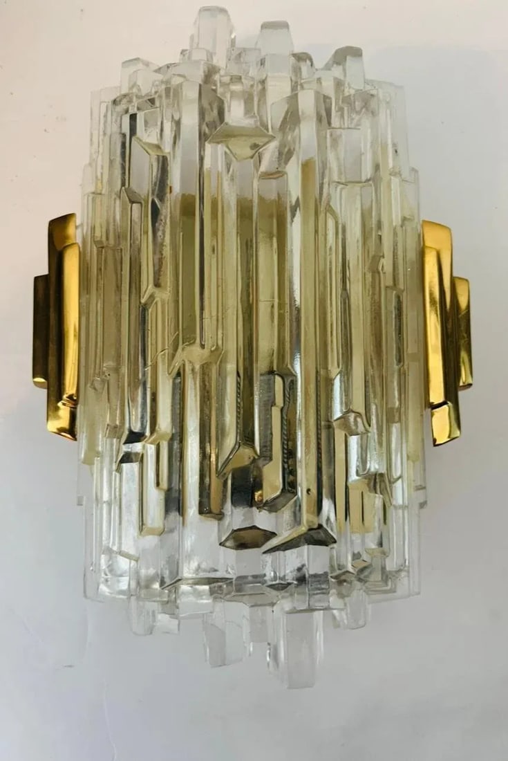 1970s Hillebrand Ice Crystal Wall Lamps - A Pair - 6