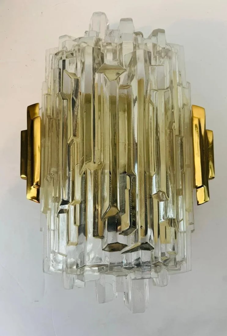 1970s Hillebrand Ice Crystal Wall Lamps - A Pair - 7
