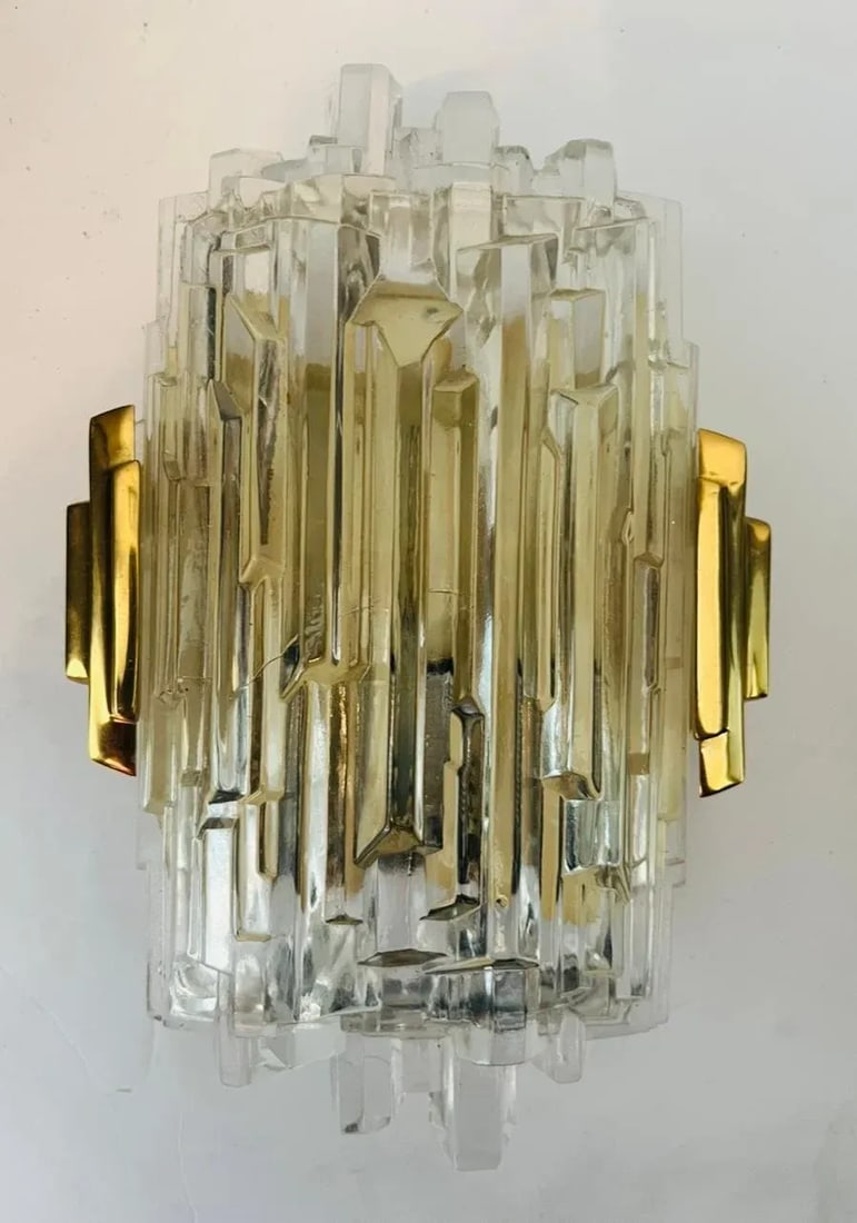 1970s Hillebrand Ice Crystal Wall Lamps - A Pair - 9