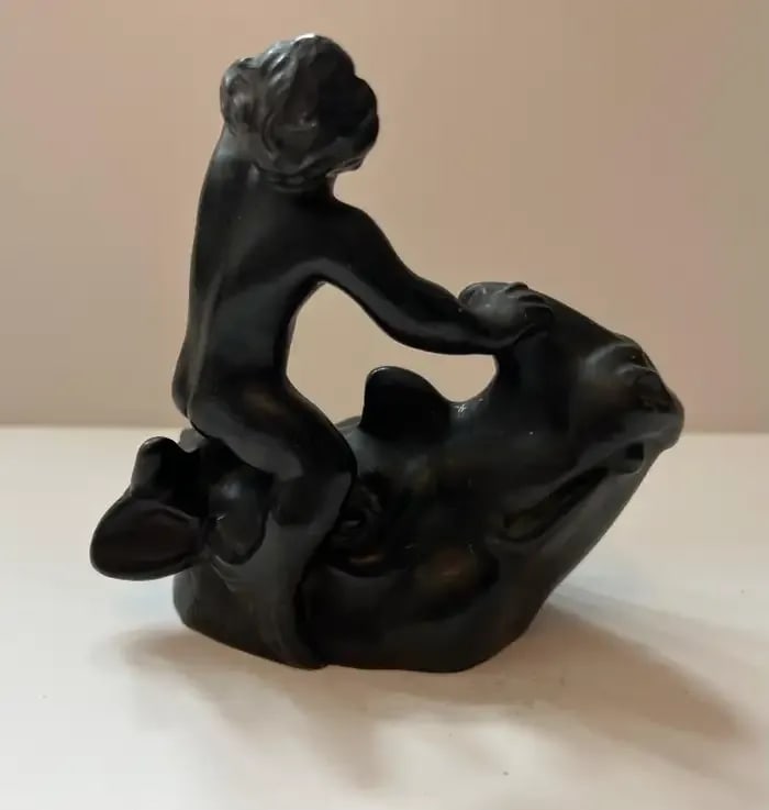 Just Andersen Rhino Merman Sculpture Paperweight Art Deco, 1920 - 2