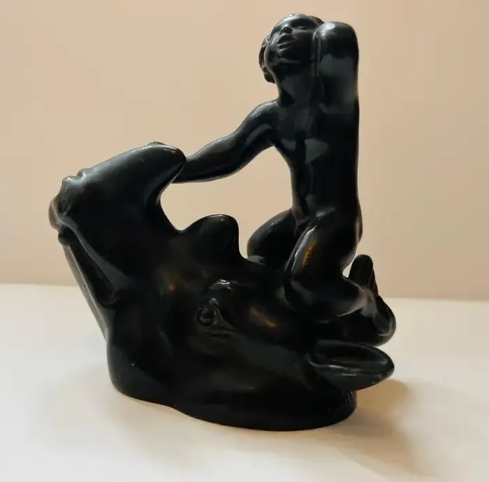 Just Andersen Rhino Merman Sculpture Paperweight Art Deco, 1920 - 4