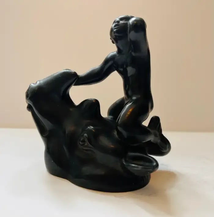 Just Andersen Rhino Merman Sculpture Paperweight Art Deco, 1920 - 9