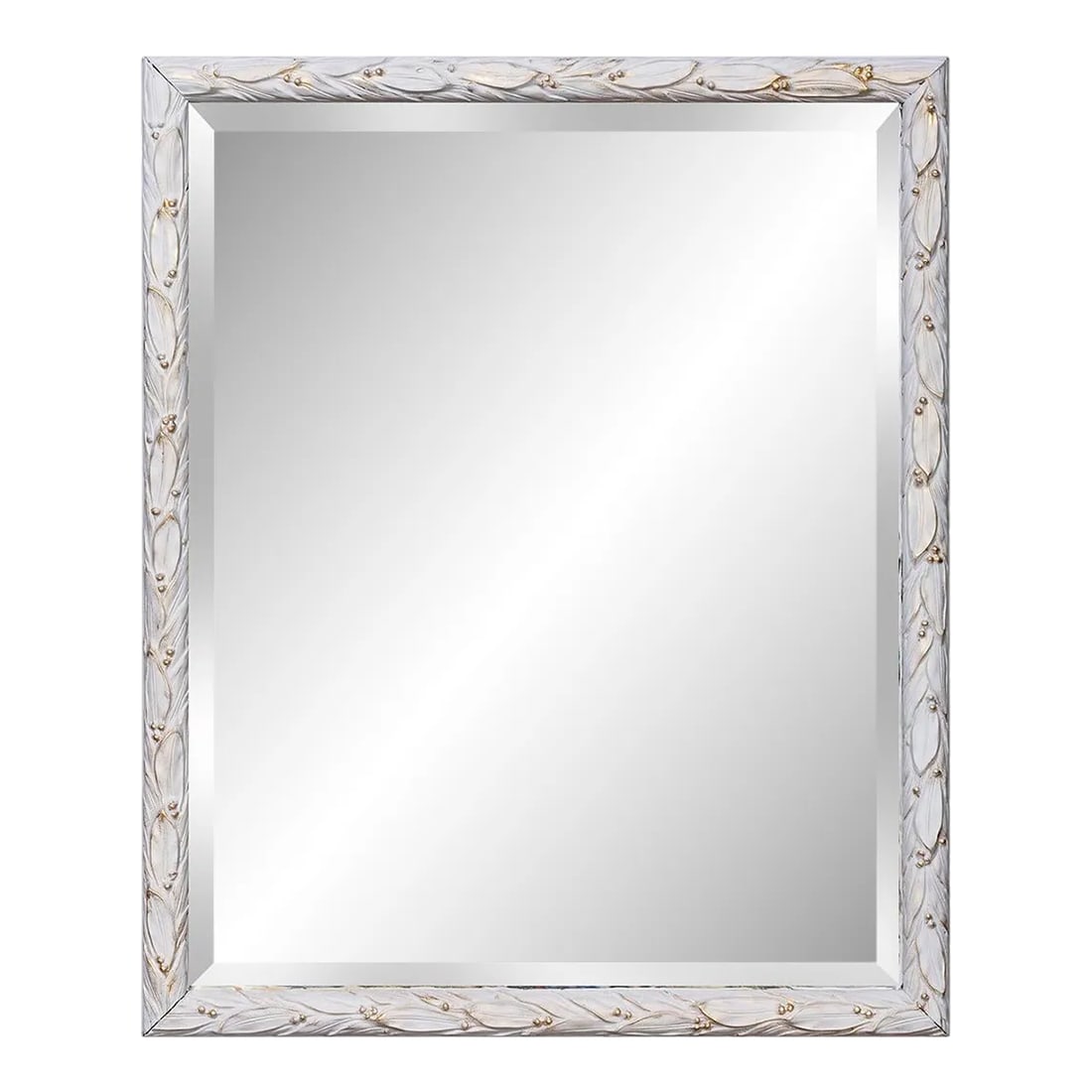 1980s Pale Gray & Gold Framed Beveled Mirror (1 of 7)